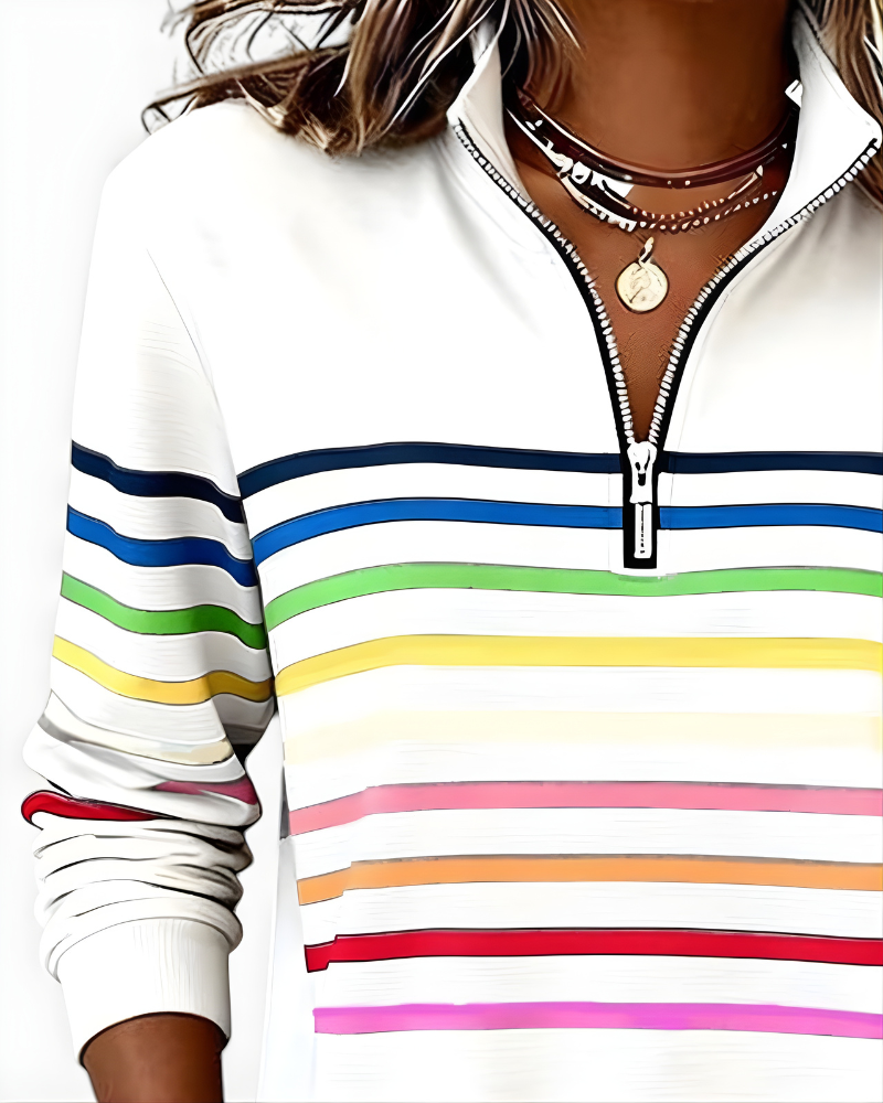GRACIE | STRIPED ZIP HOODIE