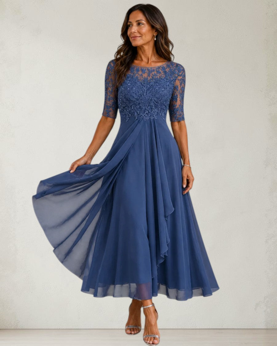 ABELLA | LACE AND CHIFFON DRESS