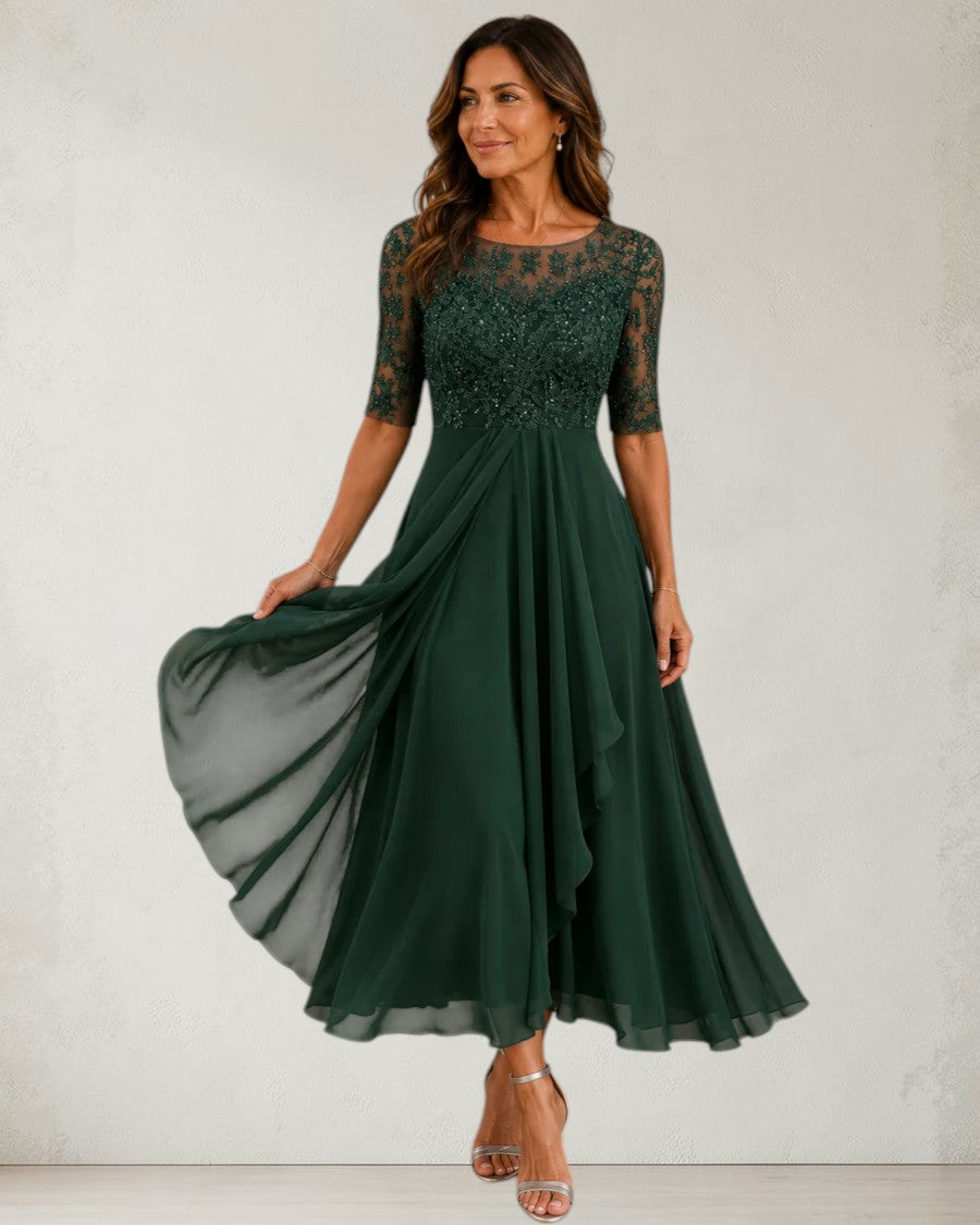 ABELLA | LACE AND CHIFFON DRESS