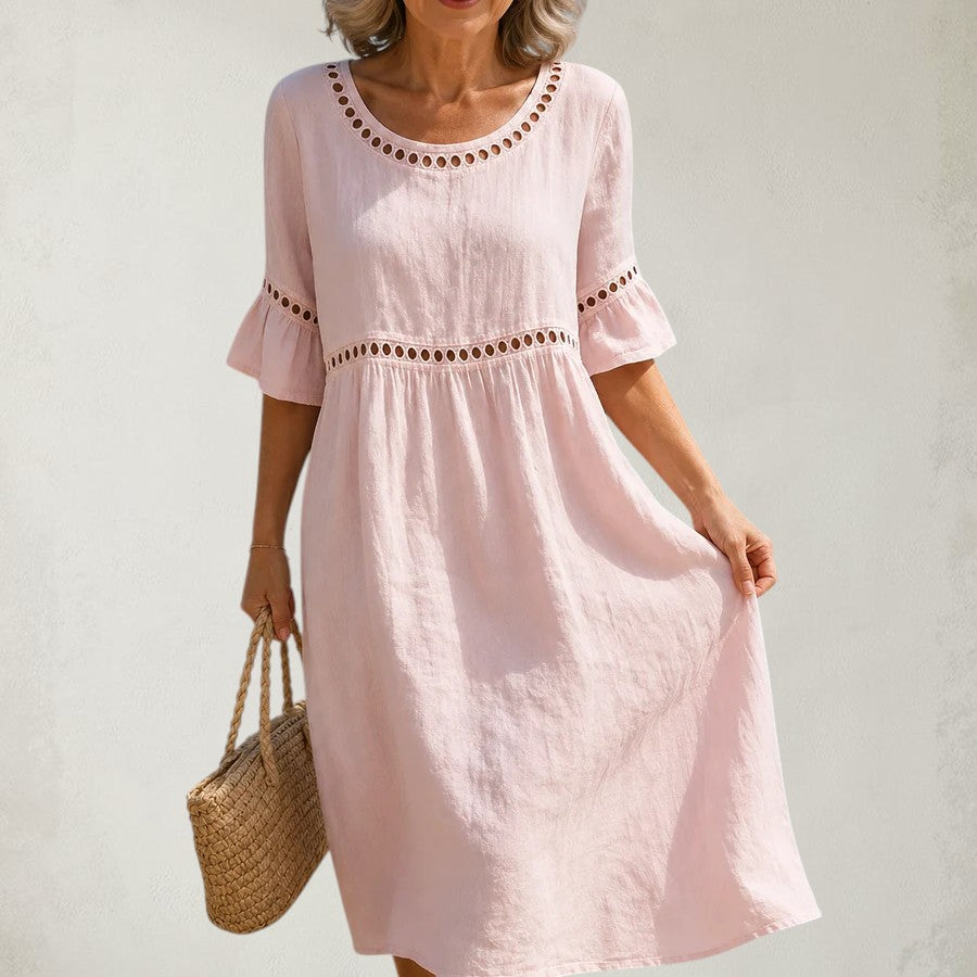 FREYA | LONG LINEN DRESS WITH TUMMY FLATTENING EFFECT