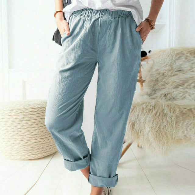 BRYNNE | SOFT TEXTURED LINEN-COTTON PANTS