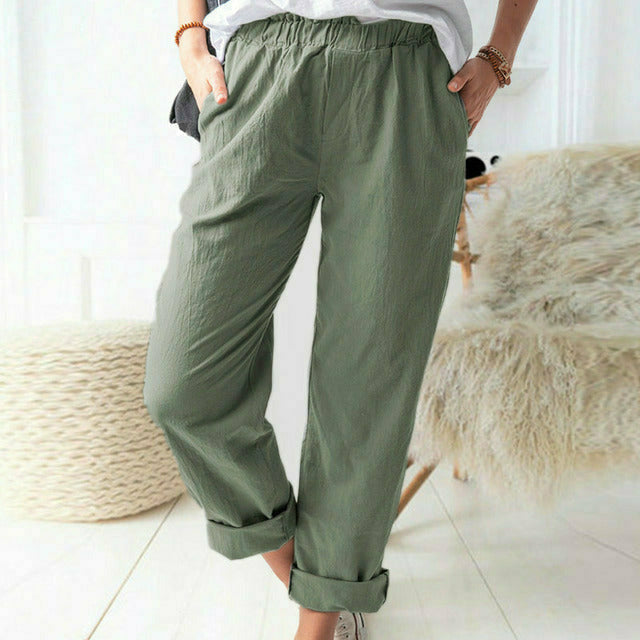 BRYNNE | SOFT TEXTURED LINEN-COTTON PANTS