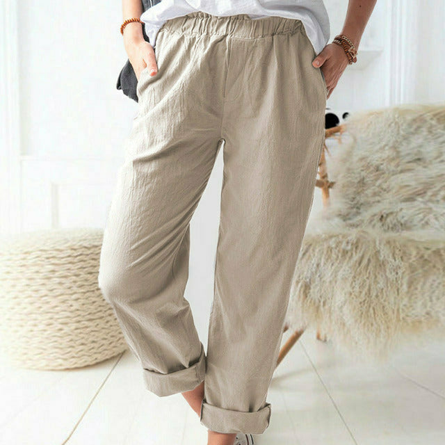BRYNNE | SOFT TEXTURED LINEN-COTTON PANTS
