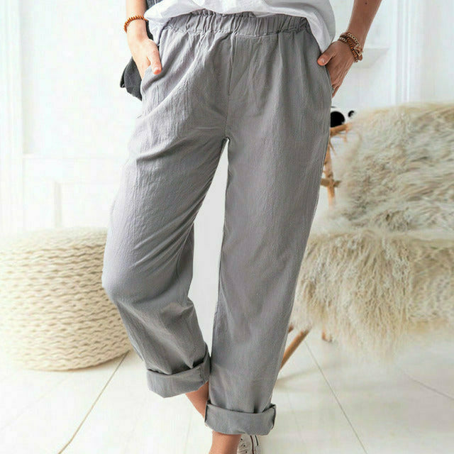 BRYNNE | SOFT TEXTURED LINEN-COTTON PANTS
