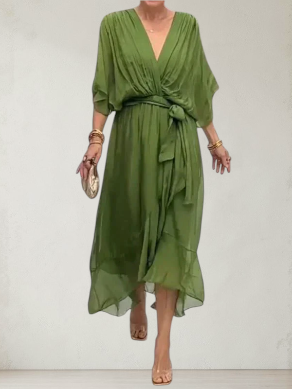 MONICA | V-NECK CHIFFON DRESS