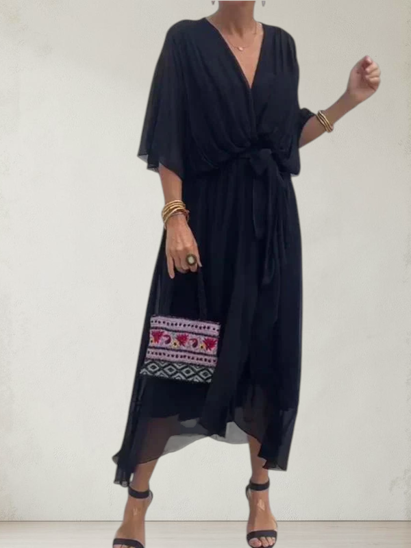 MONICA | V-NECK CHIFFON DRESS