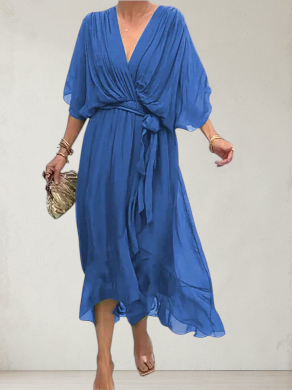 MONICA | V-NECK CHIFFON DRESS