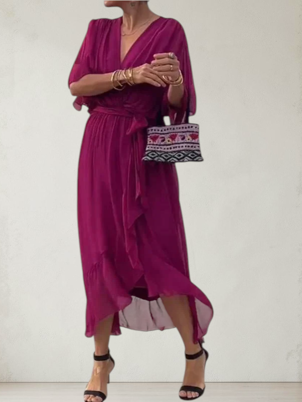 MONICA | V-NECK CHIFFON DRESS