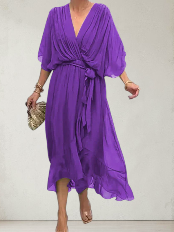 MONICA | V-NECK CHIFFON DRESS