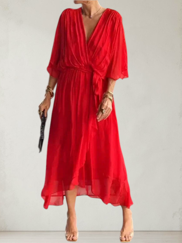 MONICA | V-NECK CHIFFON DRESS