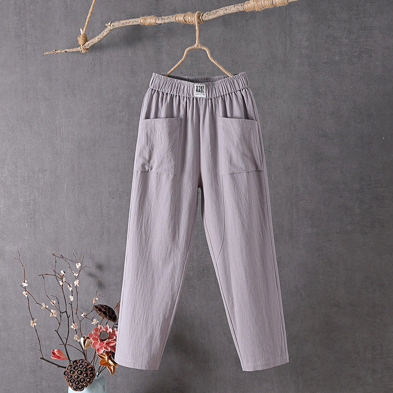CHARLOTTE | RELAXED COTTON-LINEN PANTS WITH POCKETS