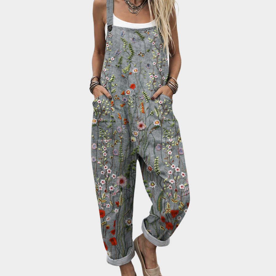 MICHELLE | GREY FLORAL JUMPSUIT
