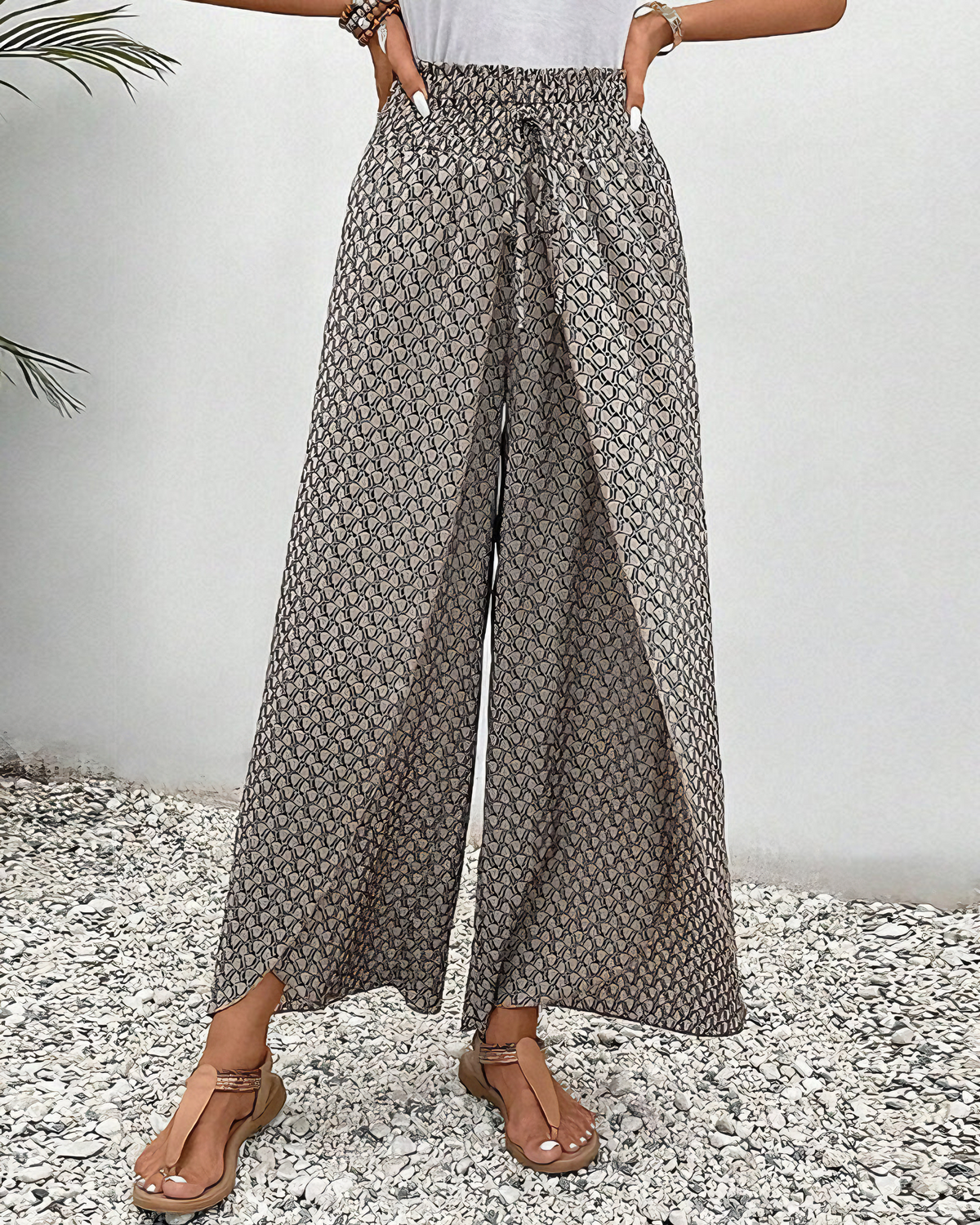 CHLOE | WIDE GEOMETRIC PRINT PANTS