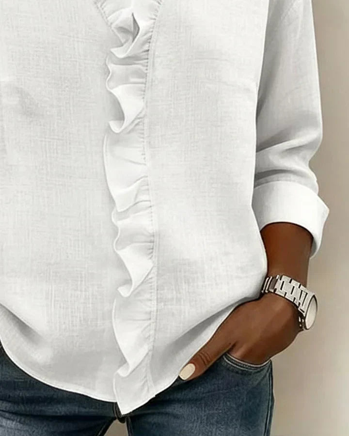 TAHNEE | RUFFLE V-NECK BLOUSE