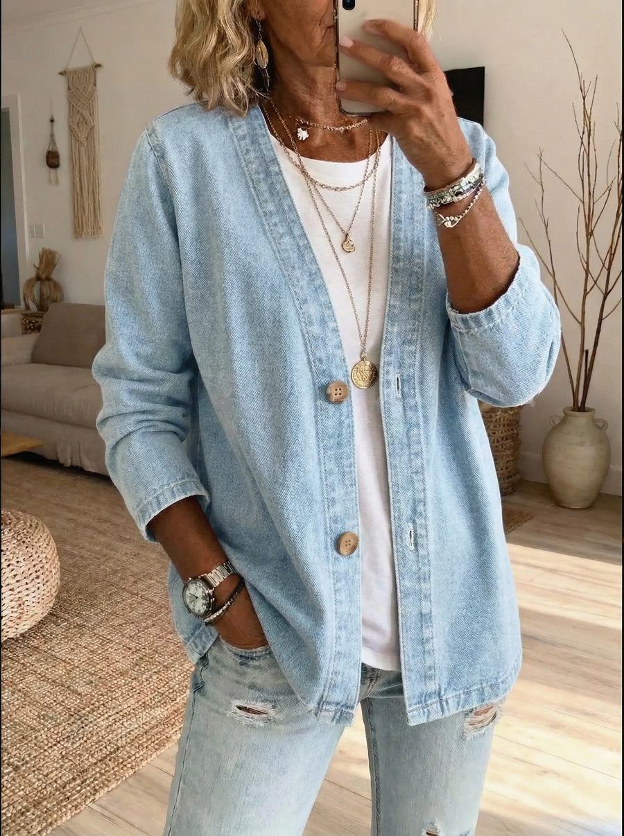 ALEXIS | DENIM BUTTON COAT