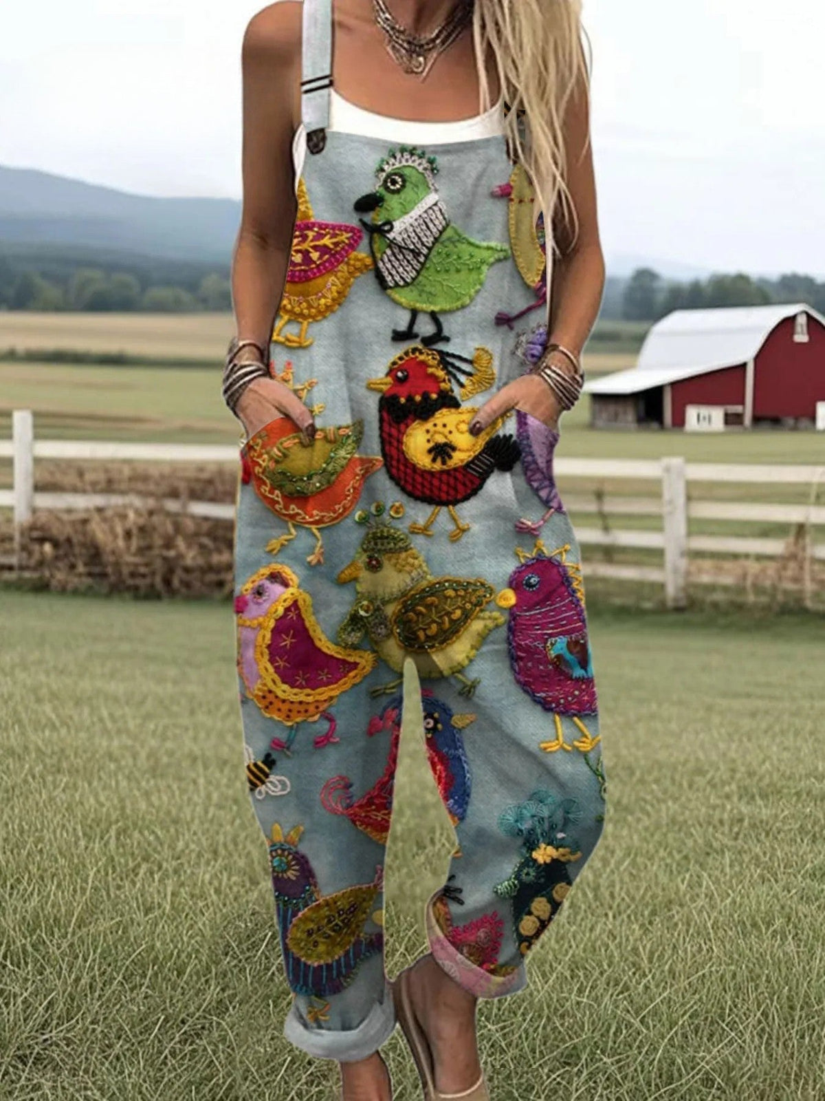 BEATRICE | VINTAGE COLOURFUL BIRD JUMPSUIT