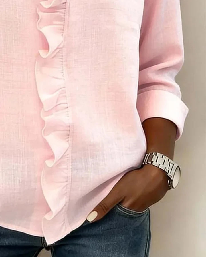 TAHNEE | RUFFLE V-NECK BLOUSE