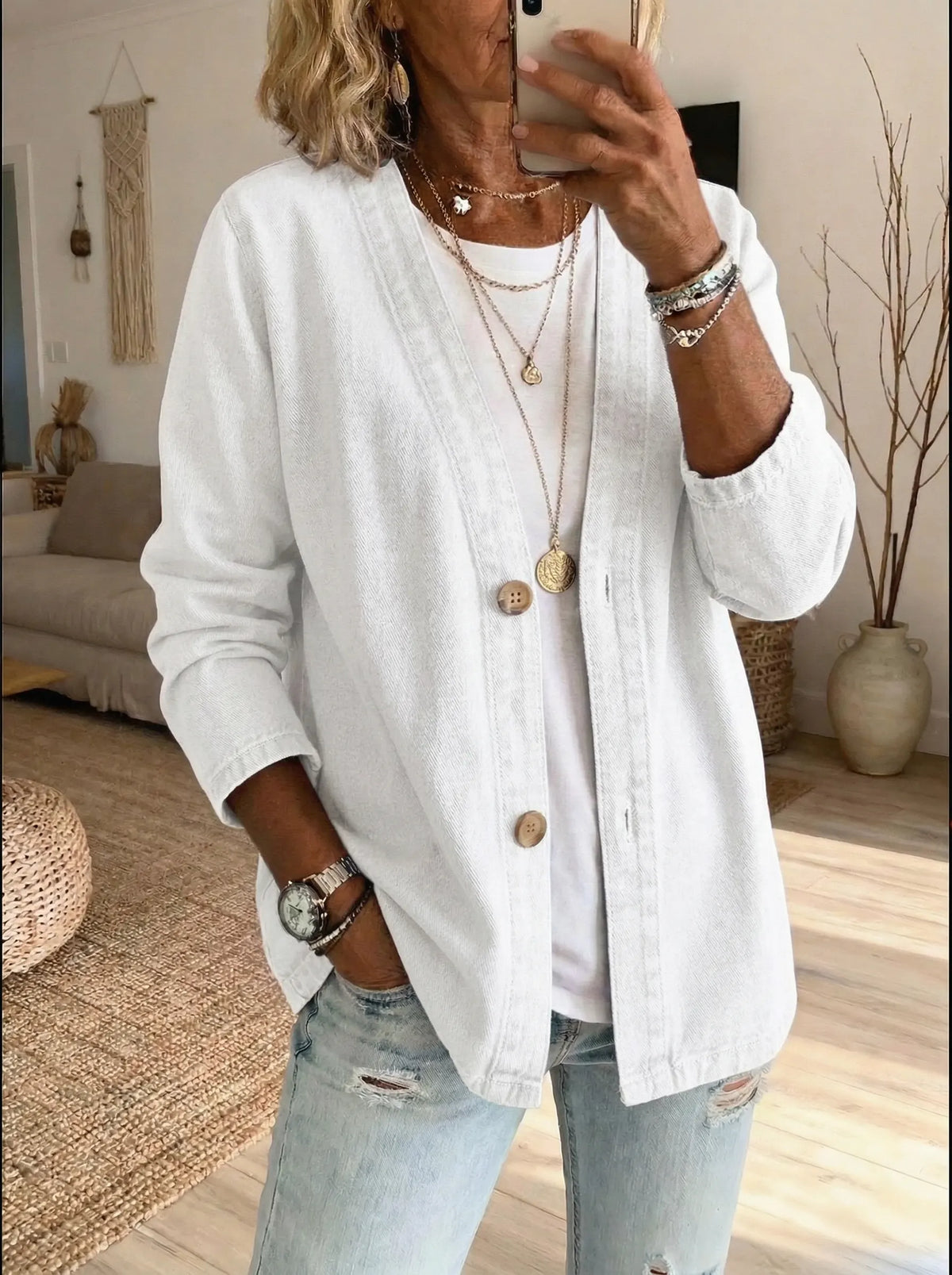 ALEXIS | DENIM BUTTON COAT
