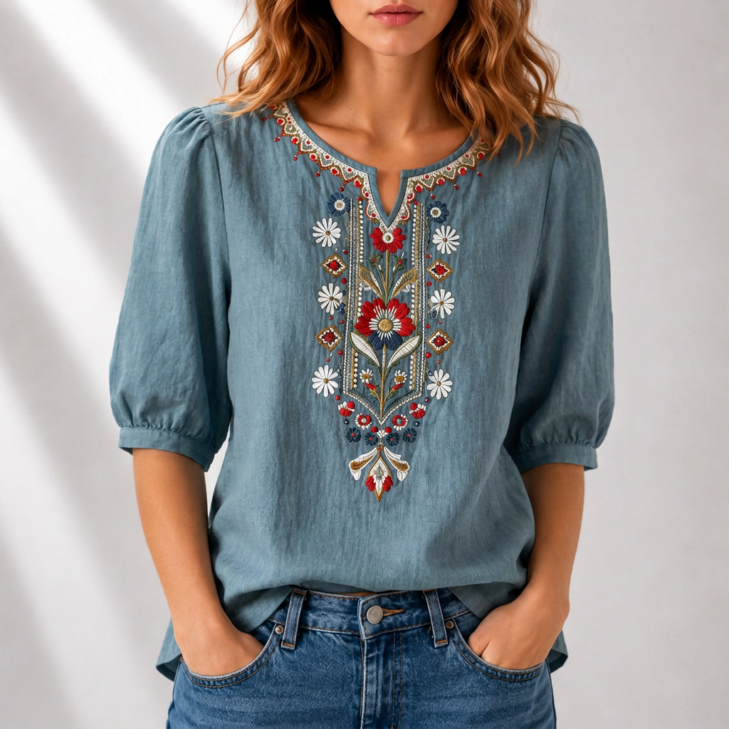 BELLA | FLORAL EMBROIDERED BLOUSE