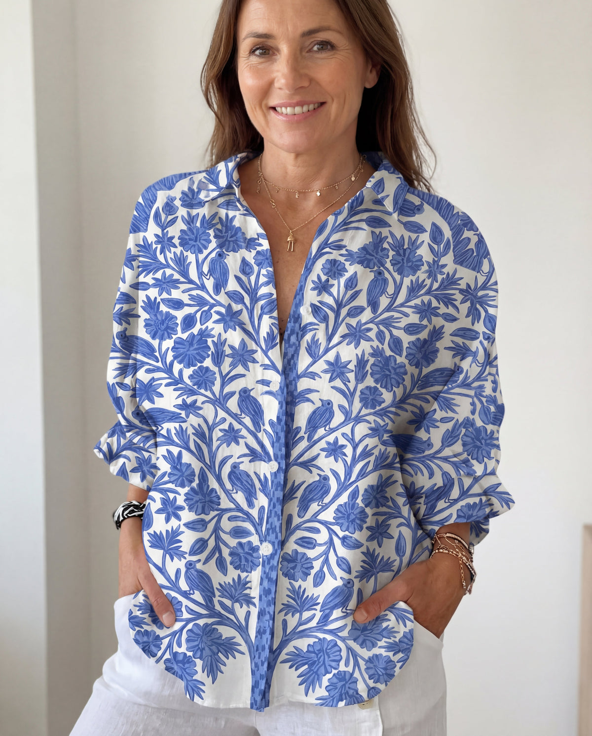 KAITLYN | BLUE GARDEN BLOUSE