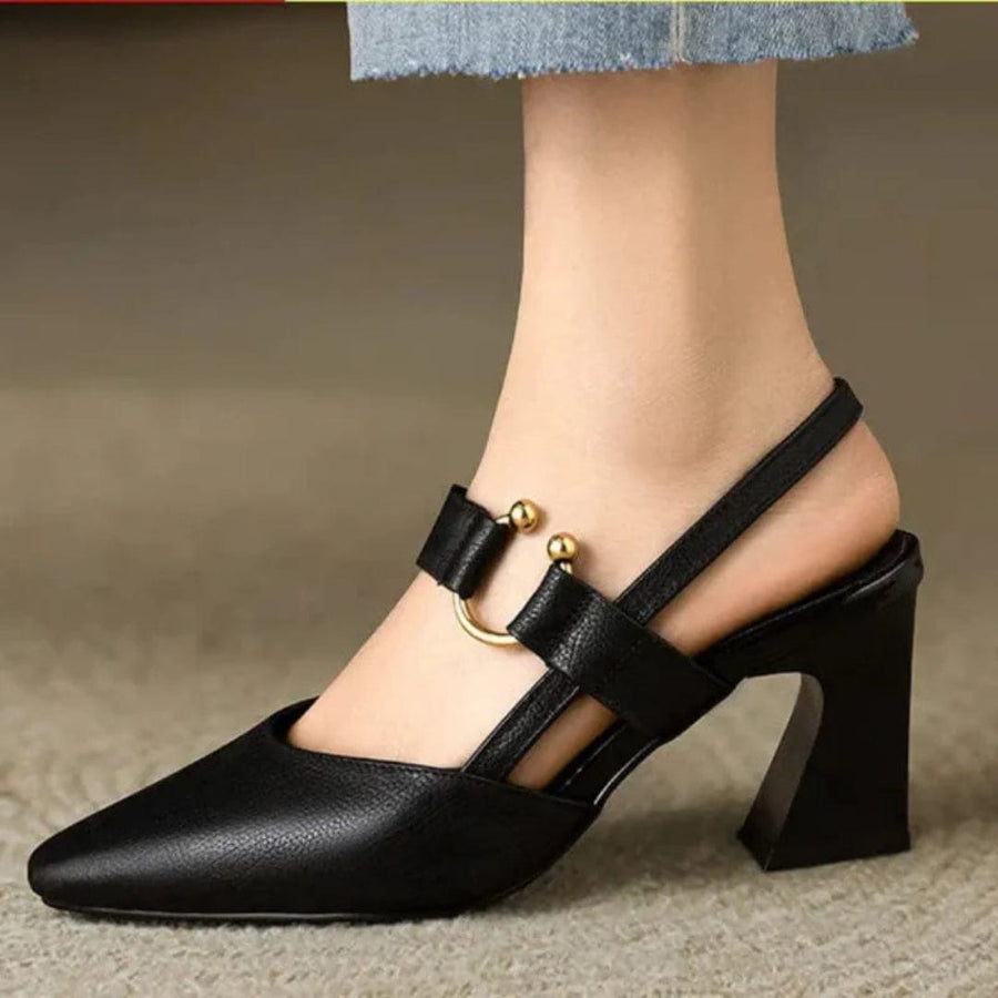 VIVIENNE | ELEGANT LEATHER SLINGBACK HEELS