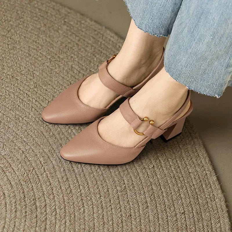 VIVIENNE | ELEGANT LEATHER SLINGBACK HEELS
