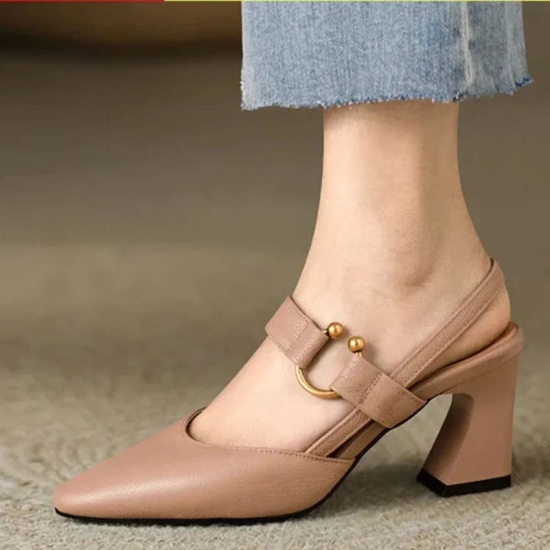 VIVIENNE | ELEGANT LEATHER SLINGBACK HEELS