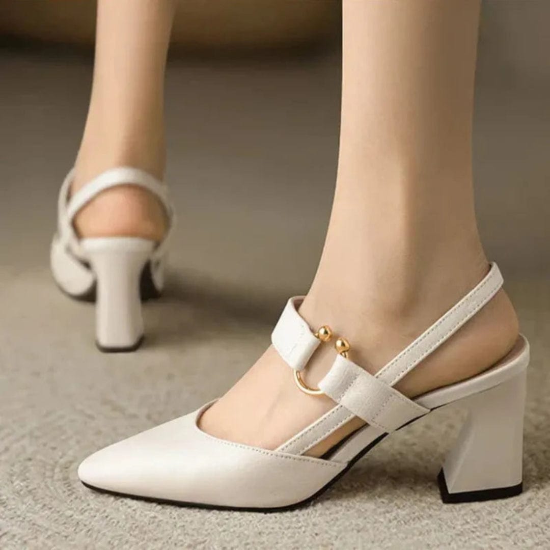 VIVIENNE | ELEGANT LEATHER SLINGBACK HEELS