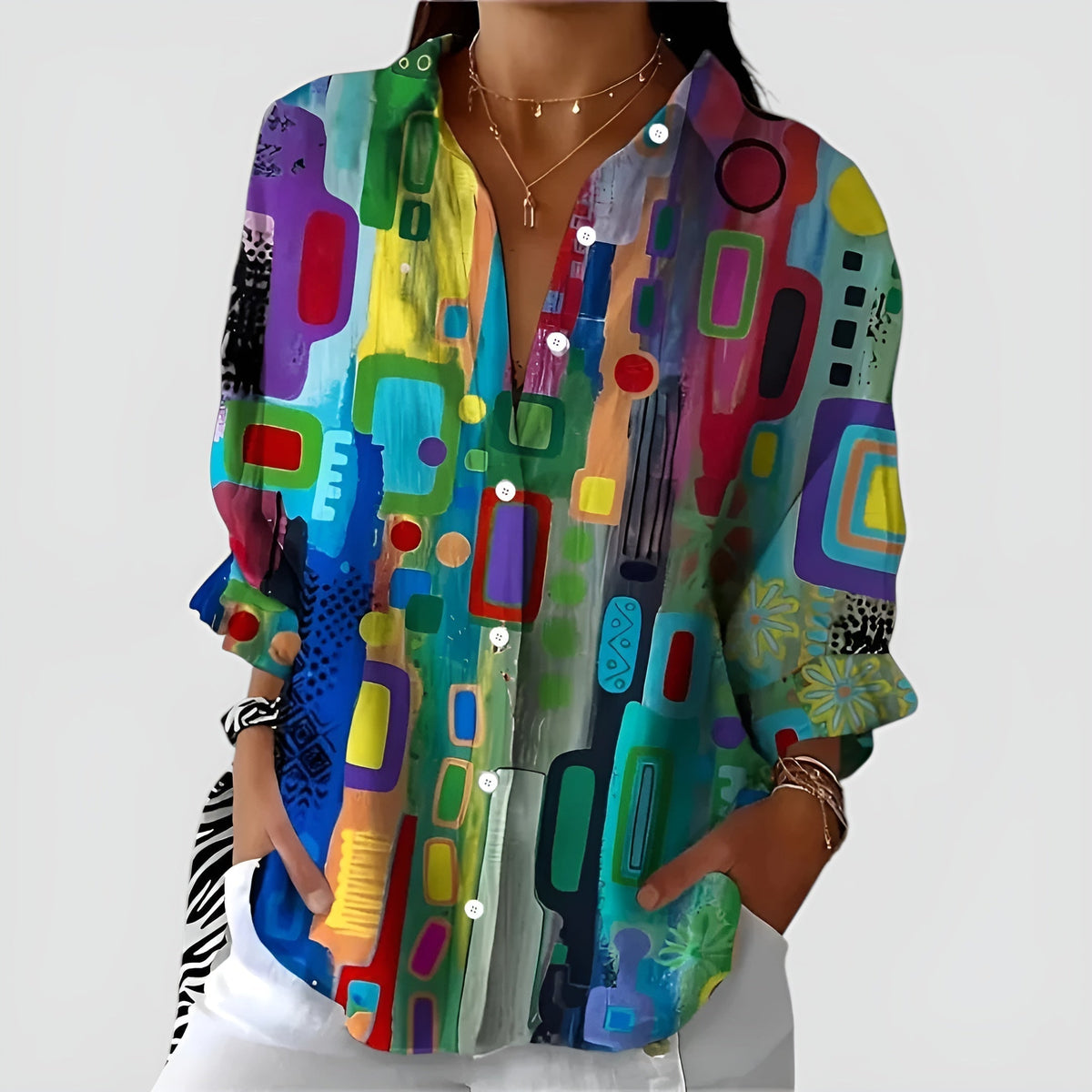 ELIZA | BLOUSE WITH GEOMETRIC PATTERN
