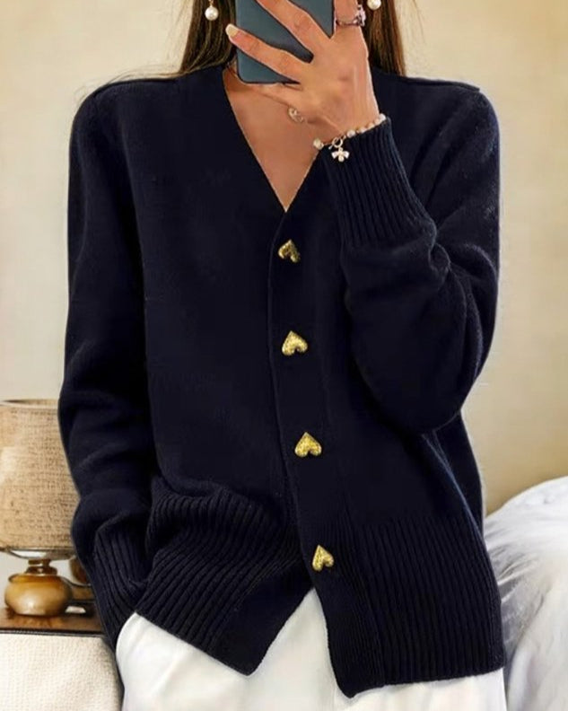 RHIANNON | ELEGANT HEART BUTTON CARDIGAN
