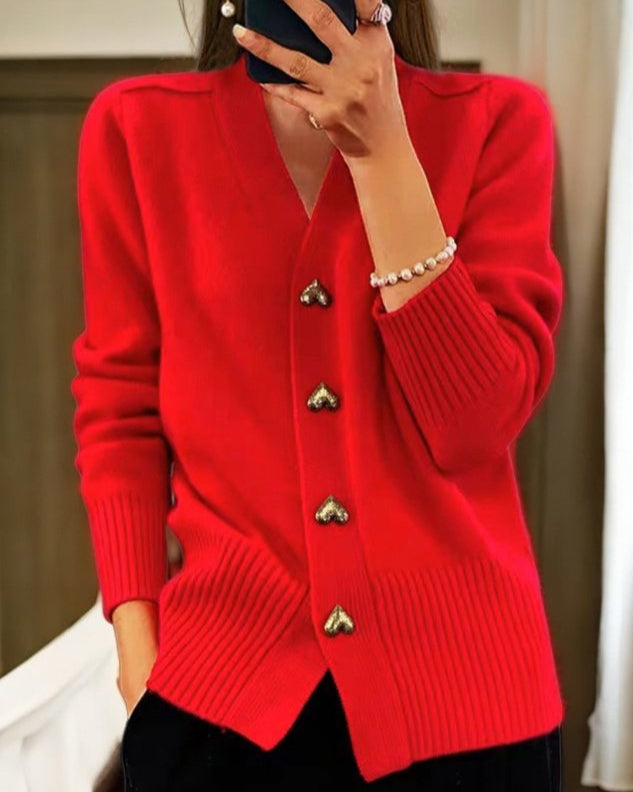 RHIANNON | ELEGANT HEART BUTTON CARDIGAN